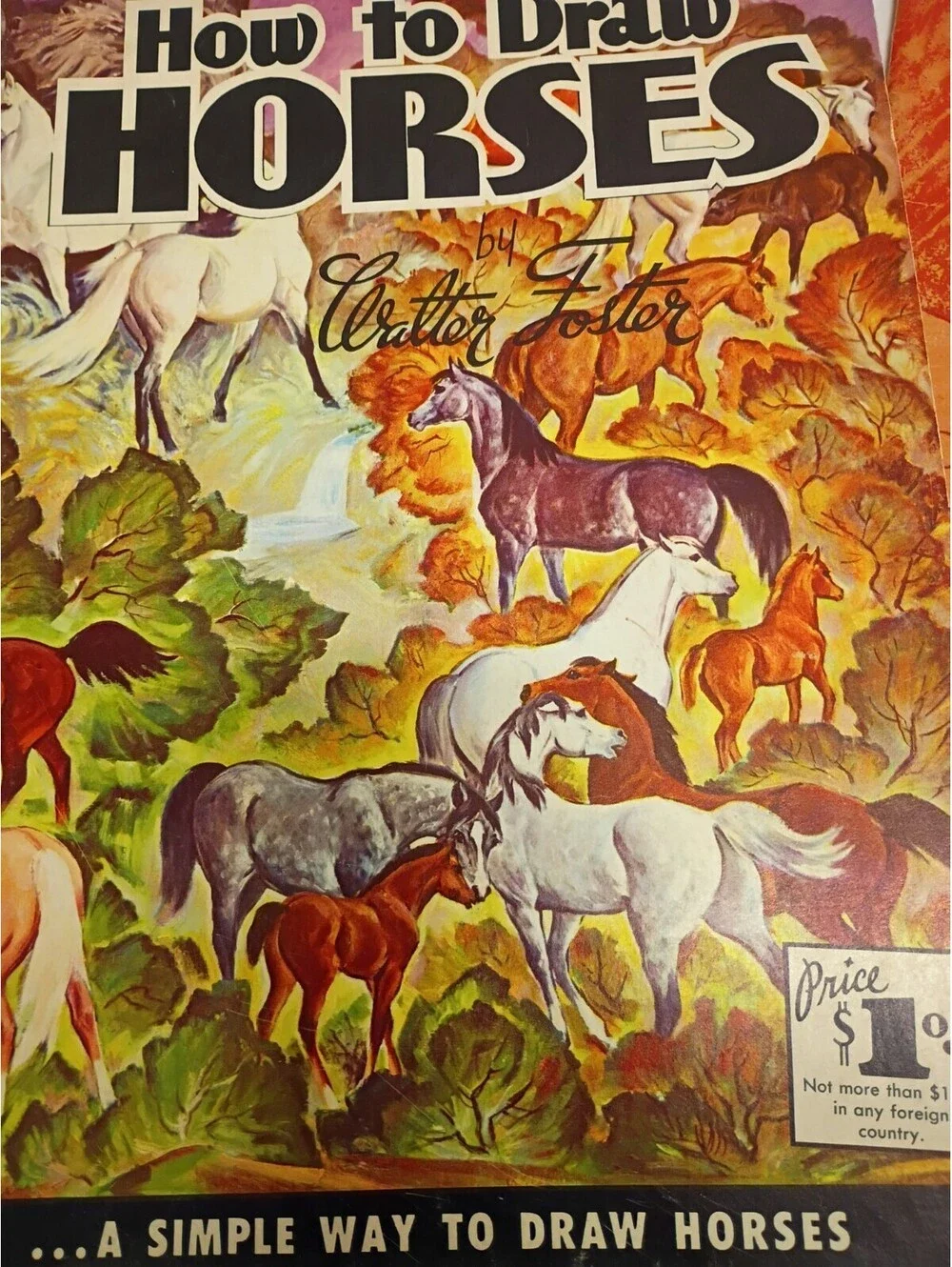 *2*  VINTAGE Large Books-How To Draw Horses & How To Draw Cats by WALTER FOSTER